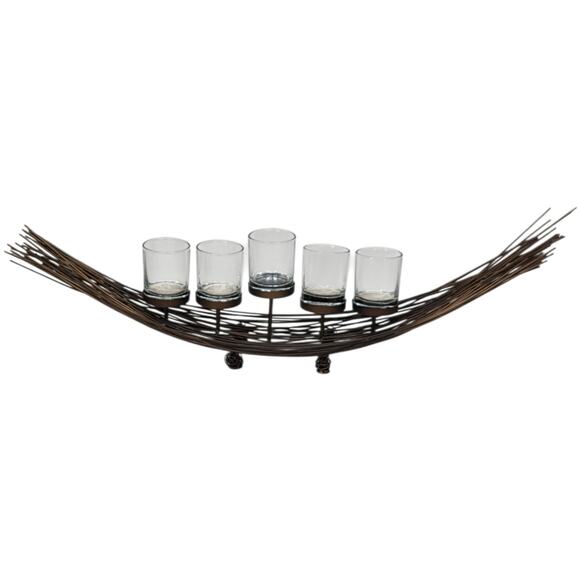 Rustic Metal 5 Candle Centerpiece Holder Brown Intertwined Table Decor 24” Long - Picture 14 of 14